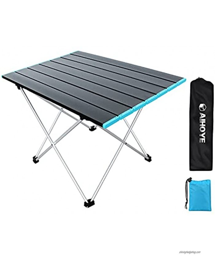 Aihoye Camping Side Tables Portable with Aluminum Table Top,Ultralight Camp Hard-Topped Folding Table with Beach Blanket,Multifunctional Camp Table Lightweight for Outdoor Picnic Beach ect.