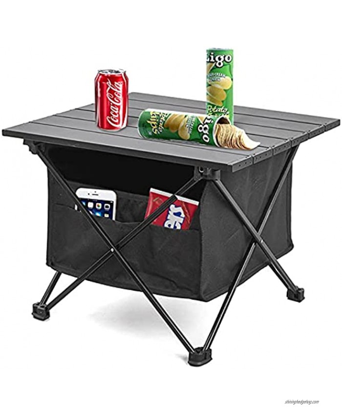 Folding Camping Table Portable Beach Table Lightweight Aluminum Collapsible Table Top Camping Side Tables with Storage Bag for Outdoor Picnic Backpacks Beach,Fishing,BBQ,Backyards