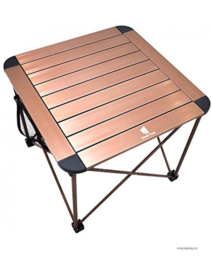 Geertop Camping Side Table Portable Camp Roll Up Table Square Folding Table Aluminum Lightweight Table for Picnic Beach Boat BBQ Compact Outdoor Kitchen Dining Cooking Backpacking Hiking Table