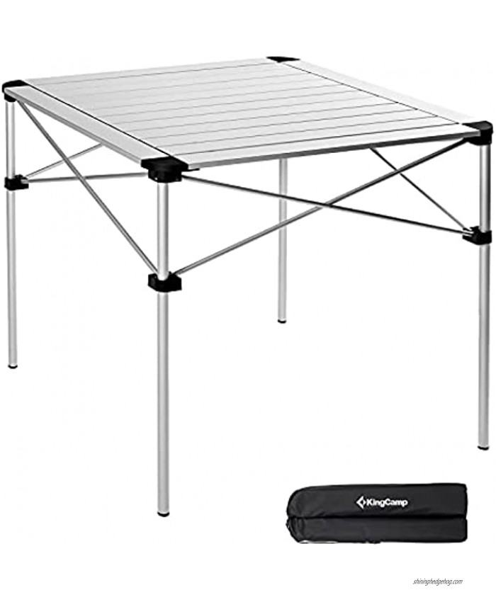 KingCamp Roll Up Aluminum Folding Table Compact Camping Foldable Camp Tables for Travel Picnic Party Barbecue Outdoor and Indoor 2-4 Person