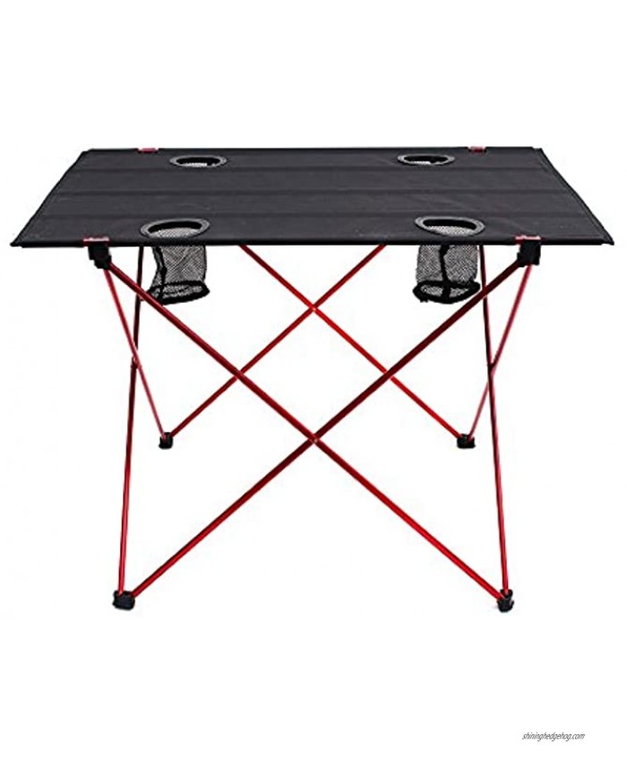 Outry Lightweight Folding Table with Cup Holders Portable Camp Table L Unfolded: 29.5 x 22 x 21