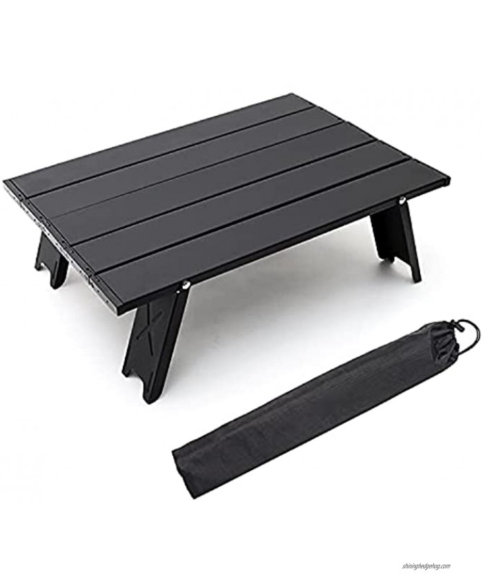 Personal Beach Table Mini Collapsible Small Folding Portable Aluminum Camping Table for Outdoor Camping Hiking Backpacking Beach Picnic Black