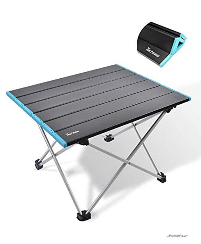 Techsea Portable Camping Table Ultralight Folding Table with Aluminum Table Top and Carry Bag Easy to Carry Perfect for Hiking BBQ Picnic Fishing Beach Home Use and Travel