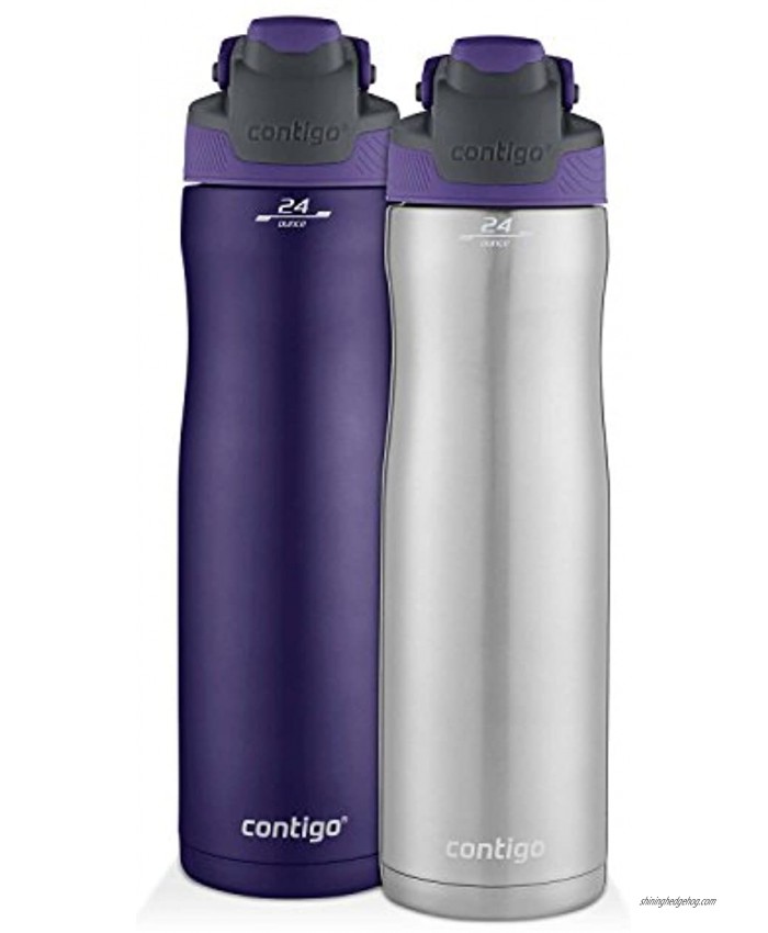 Contigo Autoseal Chill Stainless Steel Water Bottles 24 Oz SS Grapevine & Grapevine 2-Pack