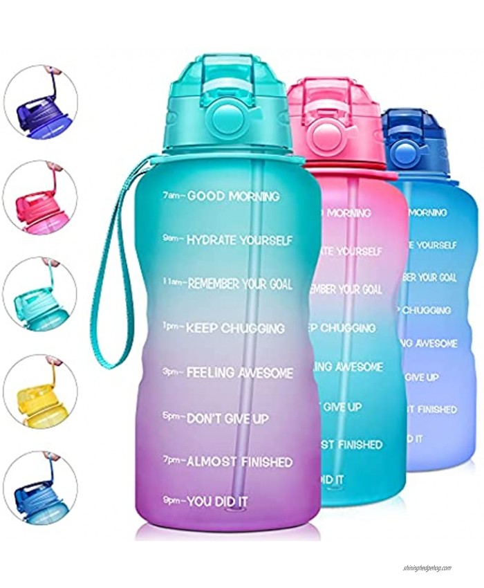 Giotto Large 1 Gallon 128oz Motivational Water Bottle with Time Marker & Straw,Leakproof Tritan BPA Free Water Jug,Ensure You Drink Enough Water Daily for Fitness,Gym and Outdoor Activity