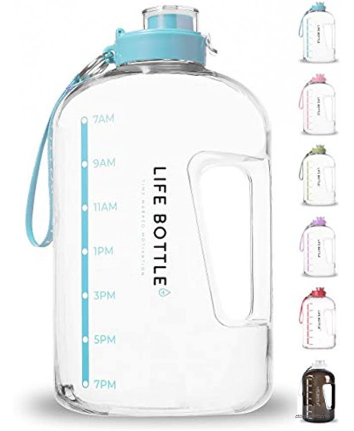 Life Bottle! Time Marked Water Bottle 1 Gallon Water Bottle with Time Marker Extra Large Water Bottle Water Jug Helps You Drink More Water! BPA Free Water Bottle with Leakproof Flip Top