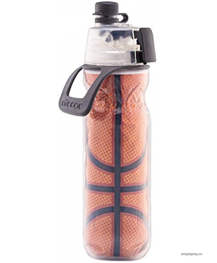 O2COOL Mist N' Sip Insulated Water Squeeze Bottle-20 oz 20 Ounce Basketball