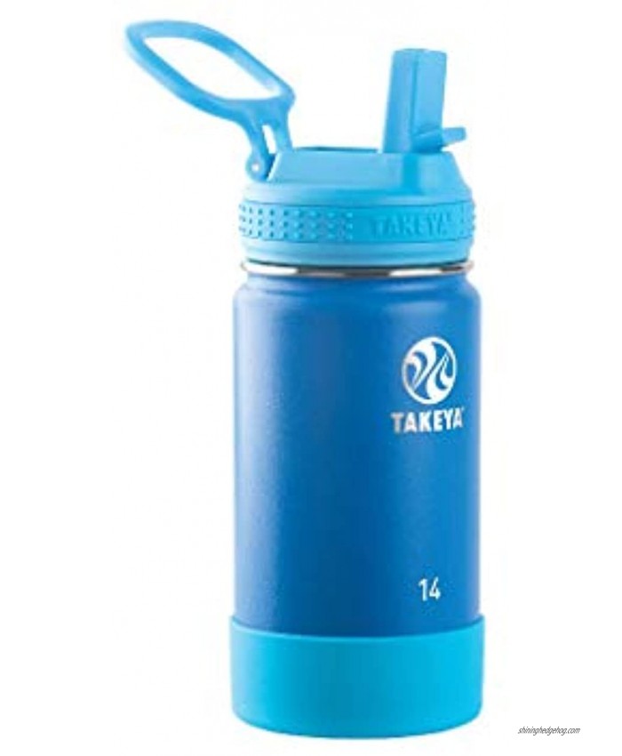 Takeya Kids Insulated Water Bottle w Straw Lid 14 Ounces Sky