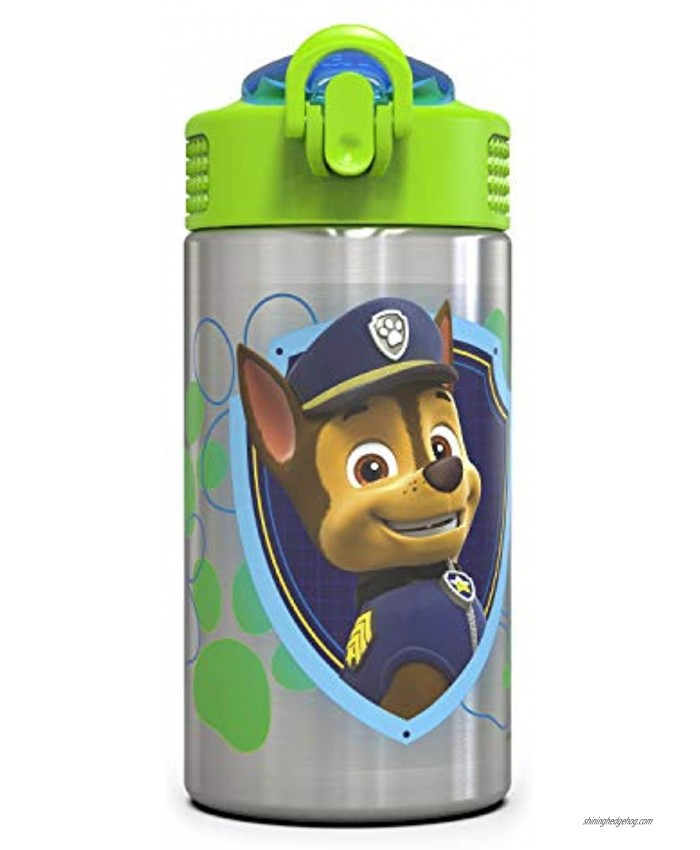 Zak Designs Paw Patrol 15.5oz Stainless Steel Kids Water Bottle with Flip-up Straw Spout BPA Free Durable Design Paw Patrol Boy SS