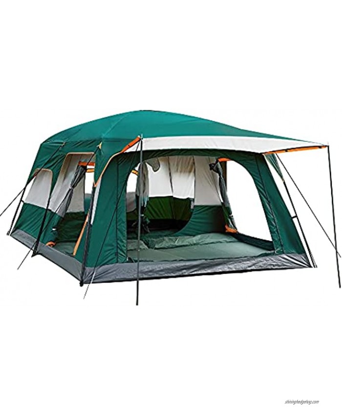 KTT Extra Large Tent 12 PersonStyle-A,Family Cabin Tents,2 Rooms,Straight Wall,3 Doors and 3 Window with Mesh,Waterproof,Double Layer,Big Tent for Outdoor,Picnic,Camping,Family,Friends Gathering.