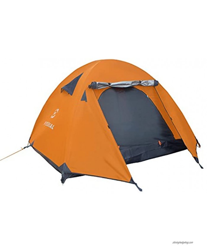 Winterial Three Person Tent Lightweight 3 Season Tent with Rainfly 4.4lbs Stakes Poles and Guylines Included Camping Hiking and Backpacking Tent Orange