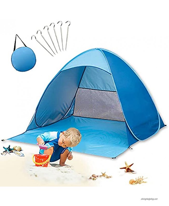 Beach Tent Pop Up Beach Shade,UPF 50+Anti UV Automatic Sun Shelter Umbrella,Instant Automatic Portable Sport Umbrella Baby Canopy Cabana,Child Baby Beach Tent for 2 Person with Carry Bag,Blue