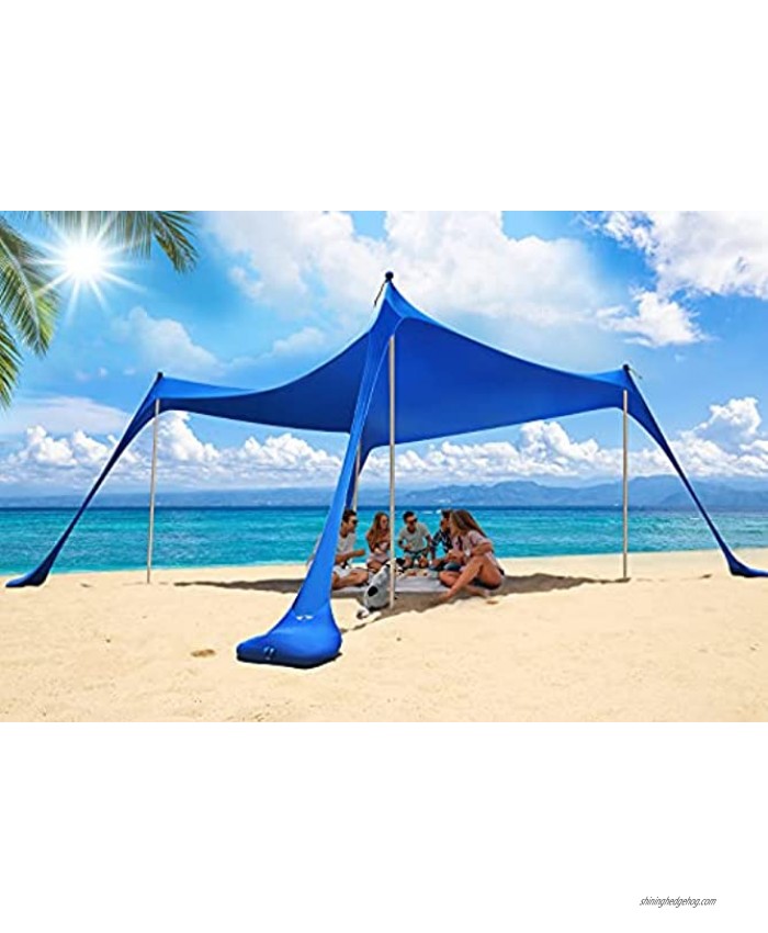 Family Beach Tent Sun Shelter Cophcy Portable Beach Canopy for 4-8 Person Outdoor Camping Shade UPF50+ with Sand Shovel Aluminum Poles Sandbag Anchors.1010FT 4 Poles