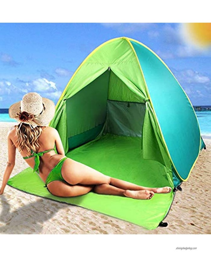 FBSPORT Beach Tent UPF 50+ Automatic Pop Up Sun Shelter Umbrella Portable Outdoor Sun Shade Lightweight Windproof Cabana Canopy Beach Tents Fit 2-3 Person with Carry Bag