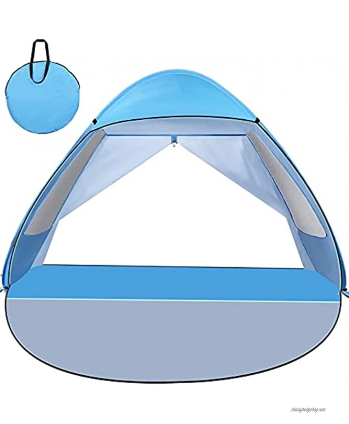 Large Pop up Beach Tent 3 4 Person UPF 50+ Waterproof Outdoor Beach Tent Sun Shelter Portable Canopy Cabana with 2 Ventilating Mesh Windows 2 Doors Sun Shade Shelter for Beach Camping