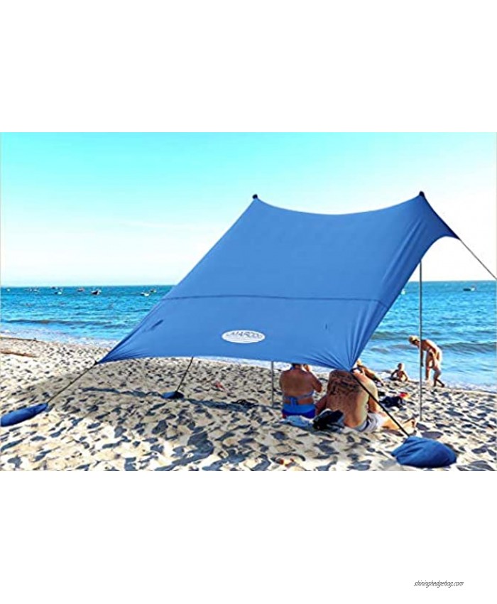 UMARDOO Family Beach Shade with 2 Aluminum Poles Pop Up Beach Tent with Carrying Bag