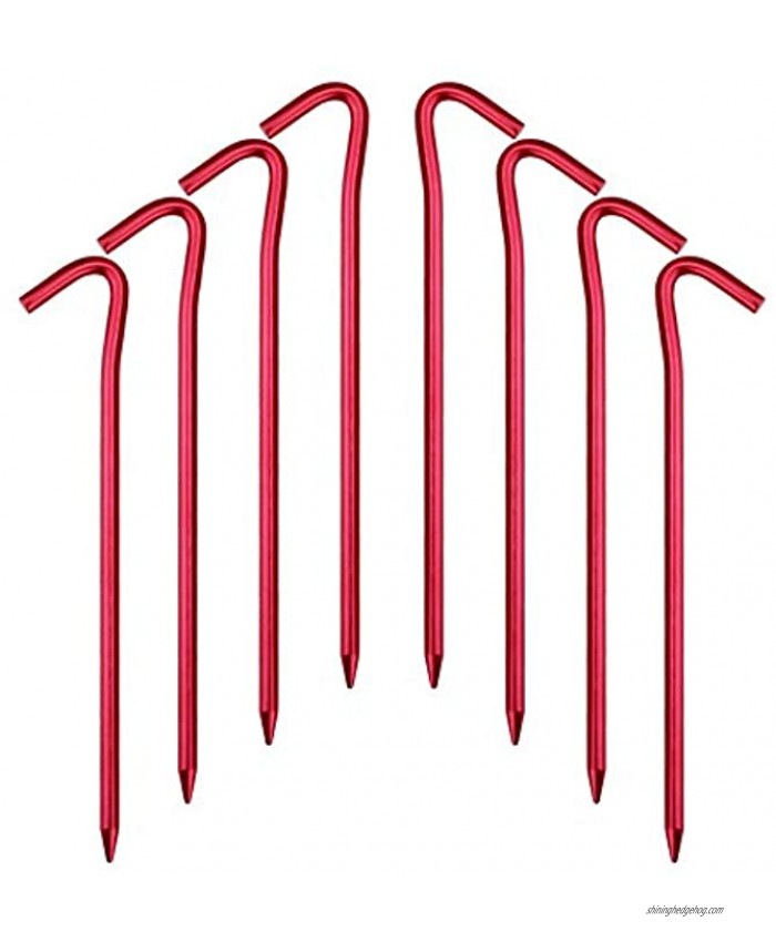 Hikemax 7075 Aluminum Tent Stakes 20 Pack Ultralight 7 Inch Hook Tent Pegs with Carrying Pouch Made for Camping Trip Hiking and Gardening