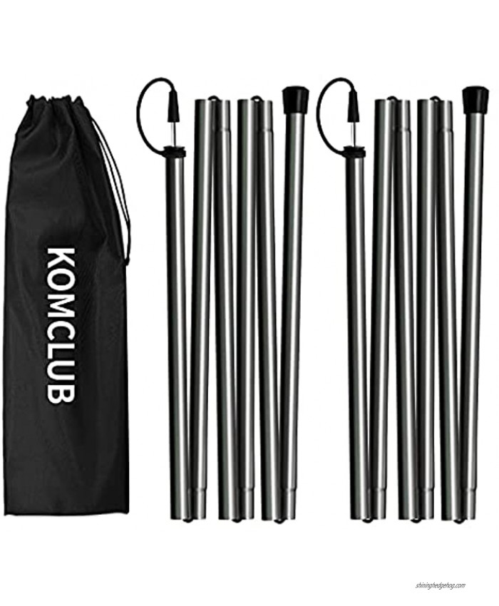 KOMCLUB Tent Pole Camping Poles Aluminum Collapsible Lightweight Tent Poles for Tarp Shelter Canopy Awning Rain Fly 94.5 Inch- Set of 2