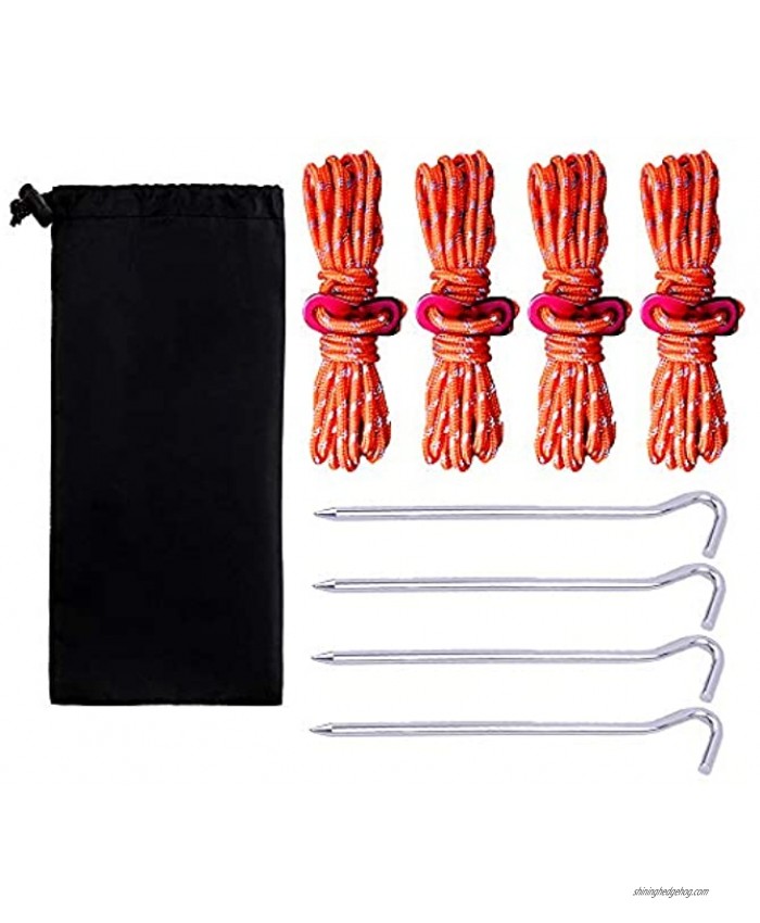 ShineIn Outdoor Tent Accessories Kit 18cm Tent Stakes 4m Reflective Lines Ropes with Tensioner
