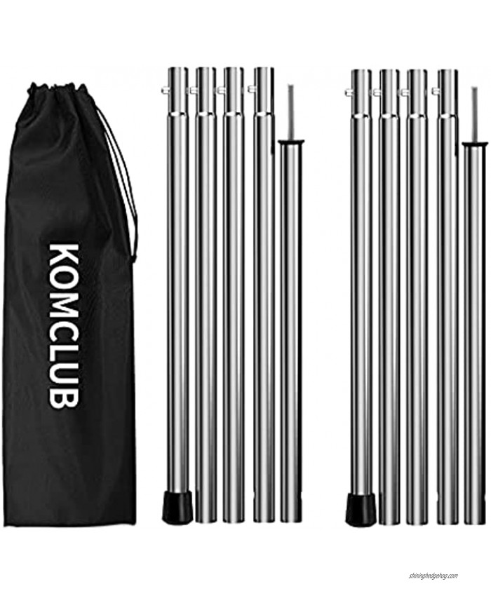 KOMCLUB Tarp Poles Lightweight Camping Tent Poles for Tarp Canopy Camping Backpacking Shelter Rain Fly Sun Sails Set of 2