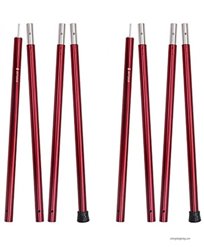 Sutekus 1.1 Aluminum Tarp Poles Adjustable Tent Tarp Poles Aluminum Rods Replacement Kit for Camping Shelters Tent Fly Awning Canopy Set of 2 Red