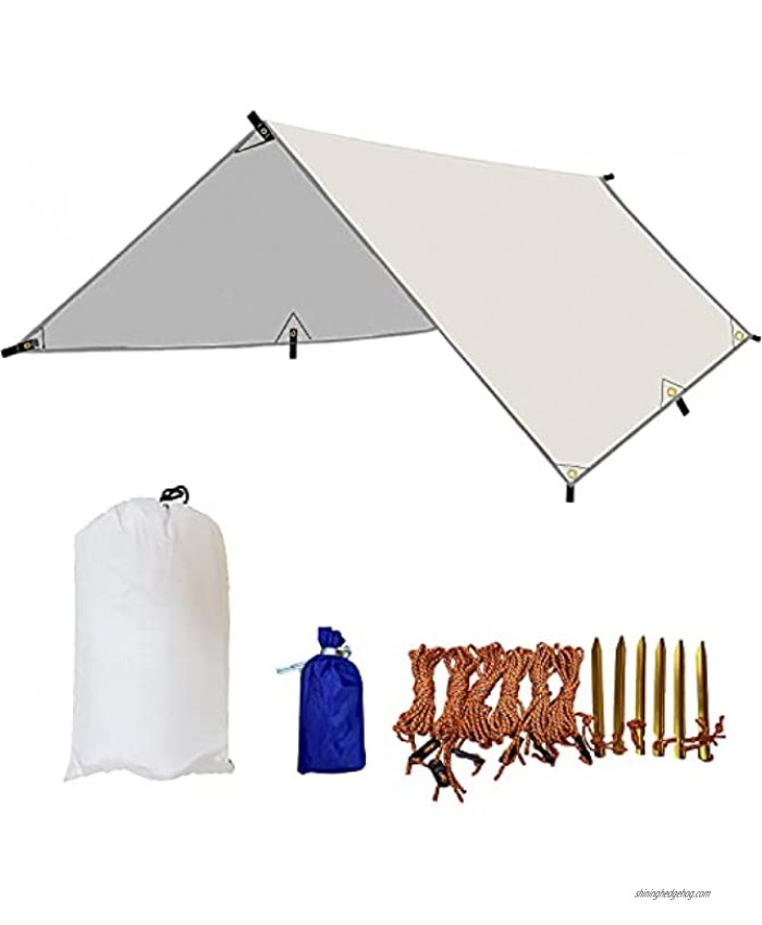 Tarp Tent 10x10FT Waterproof Tarp Hammock Rain Fly,Sun Shade Tarp Outdoor Shelter Picnic Mat Beach Blanket Footprint for Camping Emergency Shelter Tarp
