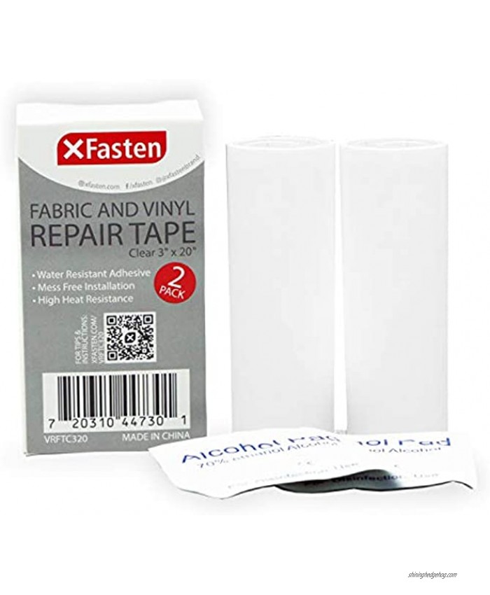 XFasten Fabric and Vinyl Repair Tape Clear 3-Inches by 20-Inches 2-Set Waterproof Vinyl Repair Hole Patch Kit for Tent Exercise Ball Kayak Inflatable Bed Pool Float and Airbed Mattress