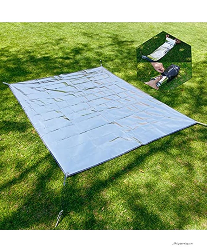 QIQIDAI Ultralight Tent Footprint 63''79'' Waterproof Camping Tarp,Double-Sided Aluminum Foil Footprint Ground Sheet Mat with Drawstring Carrying Bag for Camping Hiking Picnic