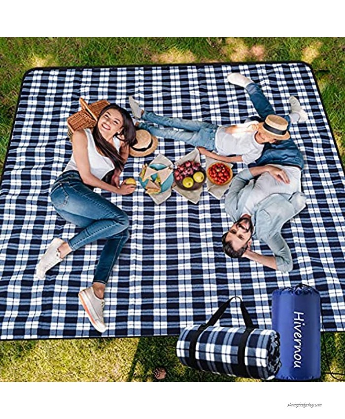 Hivernou Picnic Blanket,Picnic Blanket Waterproof Foldable with 3 Layers Material,Extra Large Picnic Blanket Picnic Mat Beach Blanket 80x80 for Camping Beach Park Hiking Fireworks,Larger & Thicker
