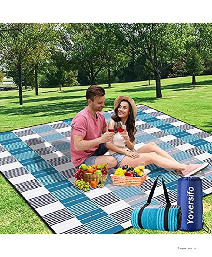 Yoversifo Outdoor Picnic Blanket Picnic Blanket Waterproof Foldable with 3 Layers Material,Extra Large Picnic Mat Beach Blanket 80x80 for Park Camping Festivals Hiking Travelling,Thicker & Larger