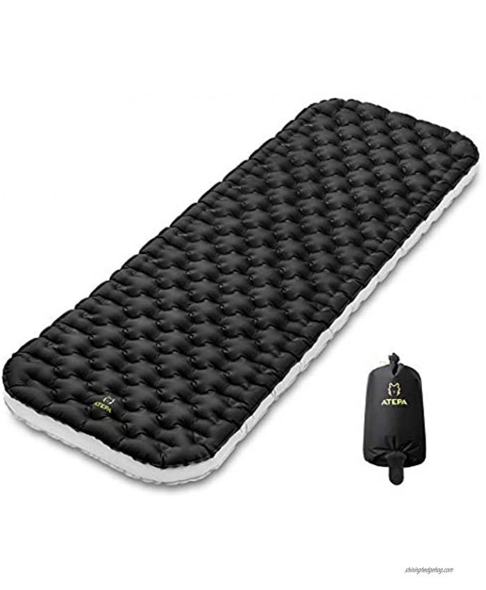 ATEPA Insulated 3 Inch Long Large Backpacking Sleeping Pad 77×26×3.3'' with Inflatable Bag,Inflatable Lightweight Compact Insulated Air Mattress for Camping Hiking Plus Repair Kit