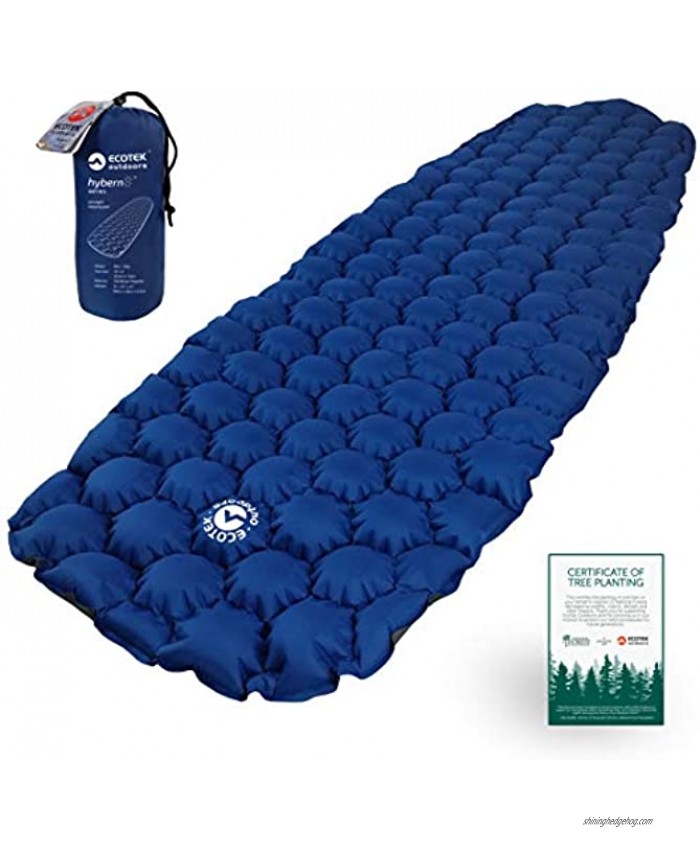 ECOTEK Outdoors Hybern8 Ultralight Inflatable Sleeping Pad with Contoured FlexCell Honeycomb Design Easy to Inflate Comfortable Lightweight Durable and Hammock Approved