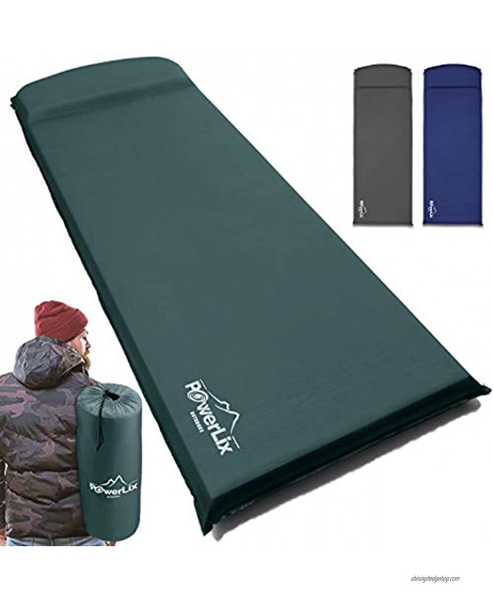 Powerlix Sleeping Pad – Self-Inflating Foam Pad Insulated 3inches Ultrathick Mattress for Camping Backpacking Hiking Ultralight Camping Mat for A Tent Built in Pillow- Fits in A Carry Bag