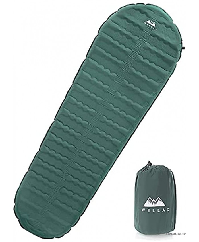 WellaX Ultralight Self Inflating Sleeping Pad for Camping Best Inflatable Camping Mat for Backpacking Traveling and Hiking Hybrid Camp Mattress with Foam Frame X-Large 72 x 25.2 x 2 inches