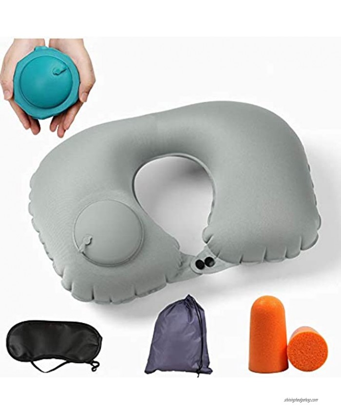 Neck Pillow Travel Pillow Inflatable Compact Portable Neck Support Pillow for Airplane Rock ash