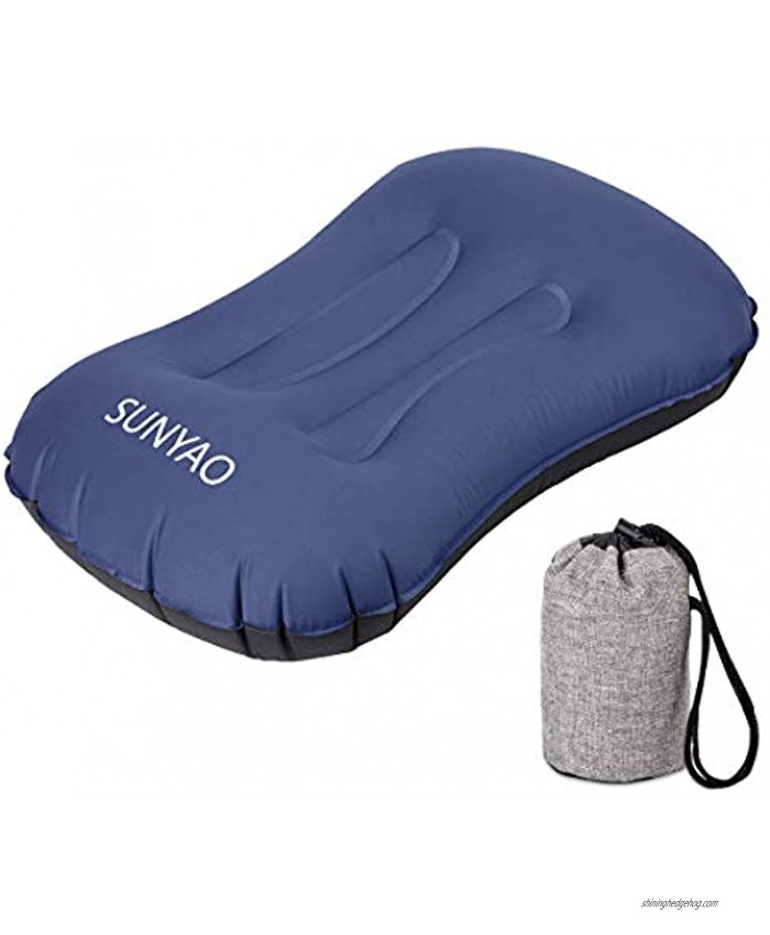 SUNYAO Ultralight Inflatable Camping Pillows Compressible Compact Inflatable Comfortable Ergonomic Pillow for Neck & Lumbar Support While Camping,Backpacking,Hiking