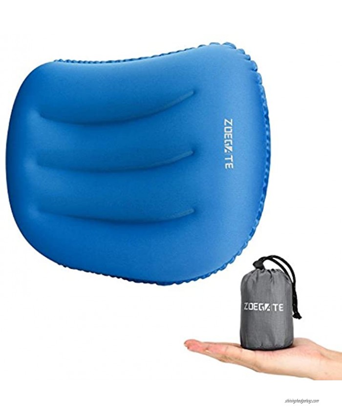 Zoegate Ultralight Inflating Travel Camping Pillows Set Compressible Compact Inflatable Comfortable Ergonomic Pillow for Neck & Lumbar Support While Camp Backpacking with Storage Bag