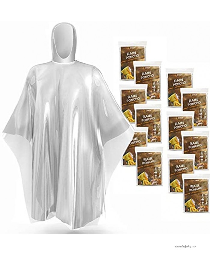 COOY Disposable Rain Ponchos,with Hood （10 Pack） Emergency Rain Ponchos Family Pack for Adults,Fit Men and Women Perfect for Disneyland,Clear