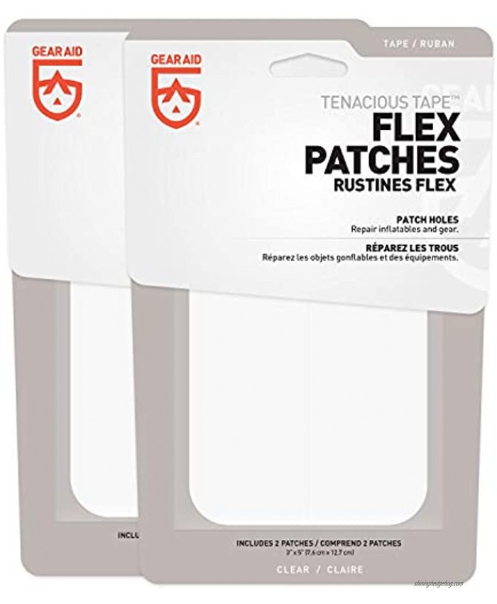 GEAR AID Tenacious Tape Flex Patches for Vinyl and Fabric Repair Clear Two 3 x 5 patches
