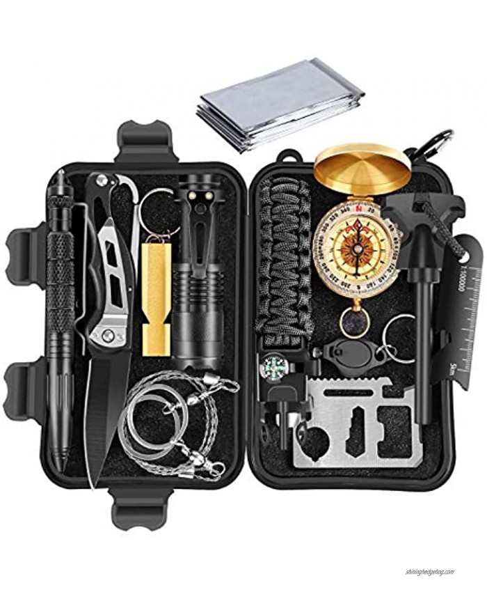 Gifts for Men Dad Husband Boyfriend him,Survival Gear and Equipment,Emergency Survival Kit 14 in 1,Cool Birthday Gifts,Tactical Gear,Fishing Hunting Hiking Camping Gear