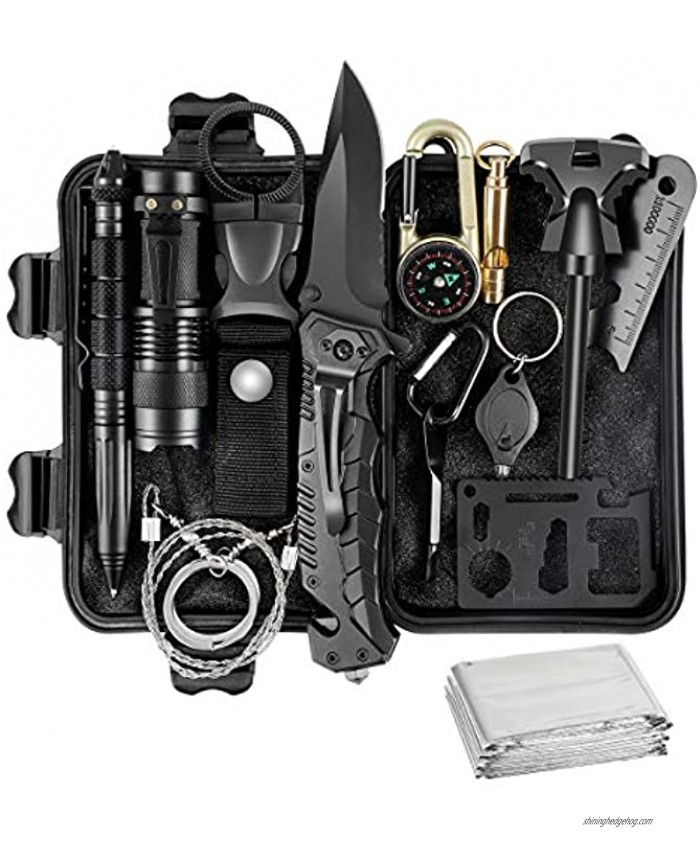 Gifts for Men Dad Husband Survival Kit 14 in 1 Survival Gear and Equipment Cool Gadget Birthday Ideas Emergency Tactical Kit for Hiking Hunting Camping Adventures