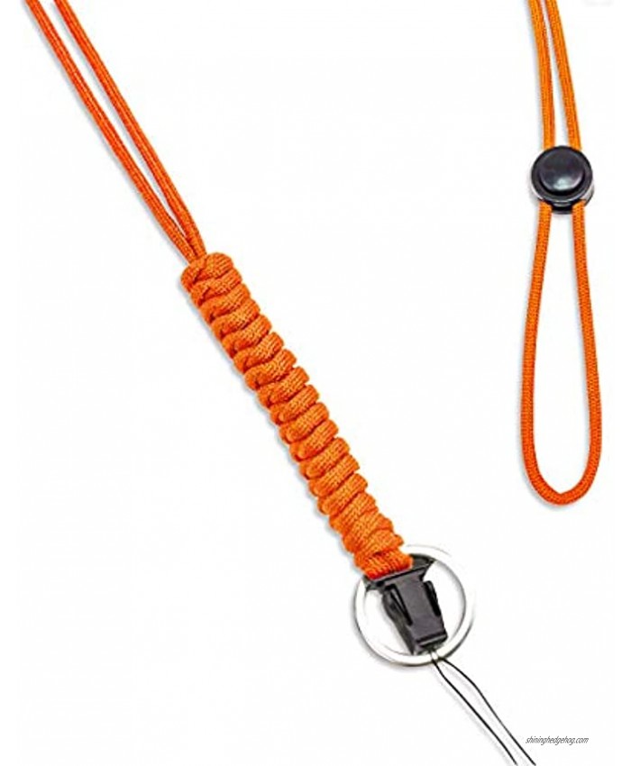 WALNEW 25-Inch Fashion Strong Survival Paracord Lanyard Necklace with Carabiner Alloy Ring and Clip for Mobile Phones Keys Flashlights ID Cards Whistles USB Drives Knives etc