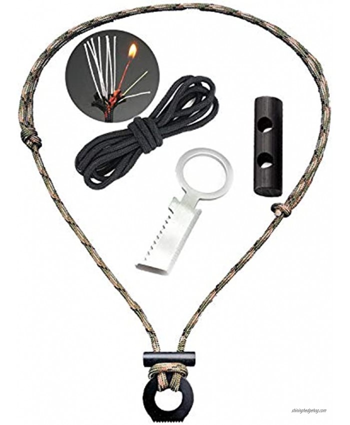 BSGB DIY Paracord Kits Ferro Rod & Scraper with Tinder Cord | Survival Fire Starter Necklace Gear Firesteel Striker Kit Magnesium Ferro Rod Tool with Adjustable 550 Rope Emergency Lanyard for Camping