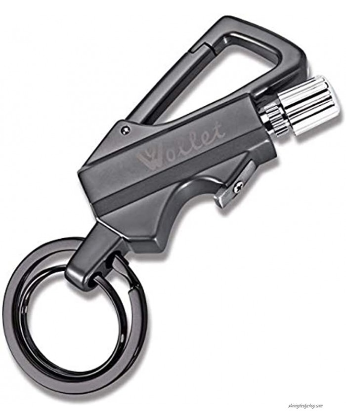 Wollet Keychain Multitool with Flint Metal Matchstick Fire Starter and Bottle Opener Great Kerosene Refillable Lighter EDC Gift Ideas and Emergency Survival Gear