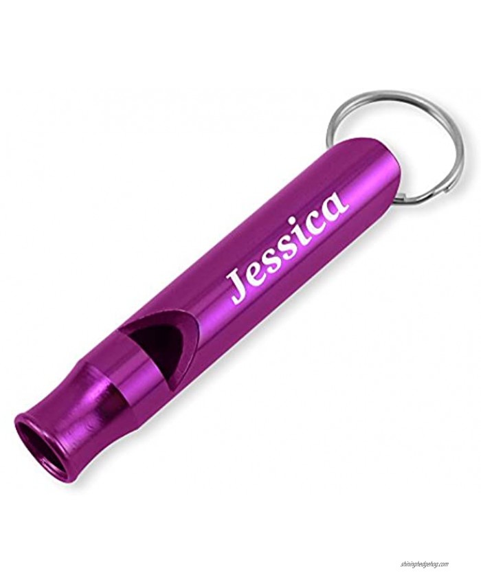Dimension 9 Laser Engraved Anodized Jessica Metal Safety Survival Whistle with Key Chain