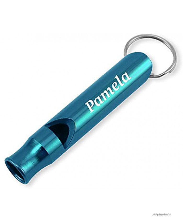 Dimension 9 Laser Engraved Anodized Pamela Metal Safety Survival Whistle with Key Chain