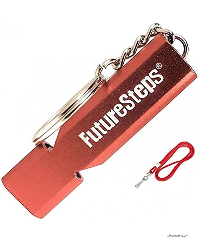 FUTURESTEPS Survival Whistle Emergency Safety Loud for Hiking Storm Camping Boating Dog Training with Lanyard 120 Decibels Red Color 36 Inch Lanyard