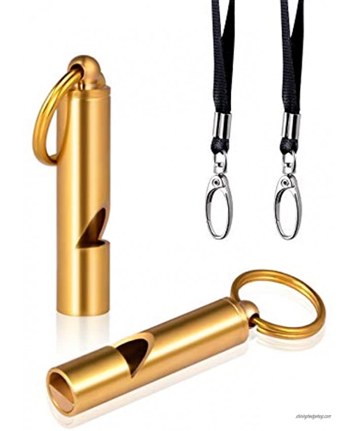 jrceliy 2PCS Emergency Whistles with Lanyard Hiking Whistle,Premium Solid Brass for Outdoor Camping Hiking Boating Hunting Fishing Kayak Kids Rescue Signaling Loud Survival Whistle