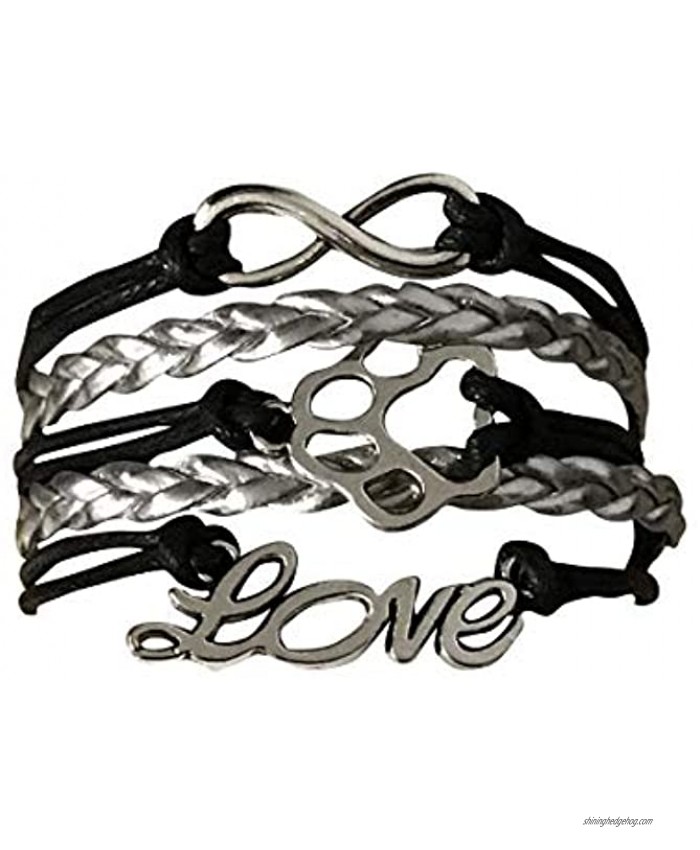 Paw Bracelet for Women Paws Love Infinity Bracelet for Dog & Cat Lovers and Owners