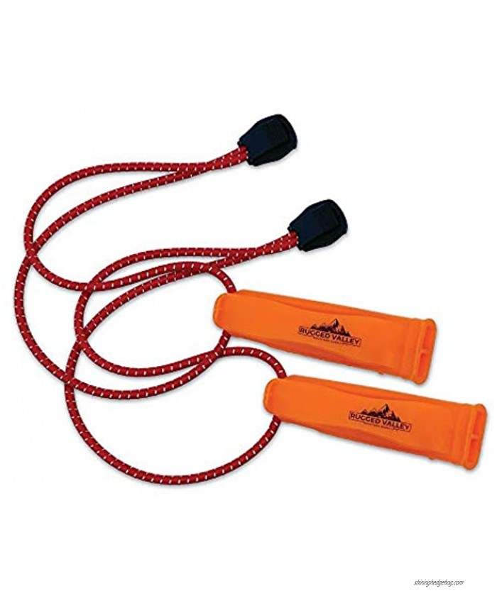 Rugged Valley Emergency Survival Whistles 130 Decibel Loud Double Tubed Non-Brittle Plastic Whistle w Lanyard Ideal for Outdoor Activities